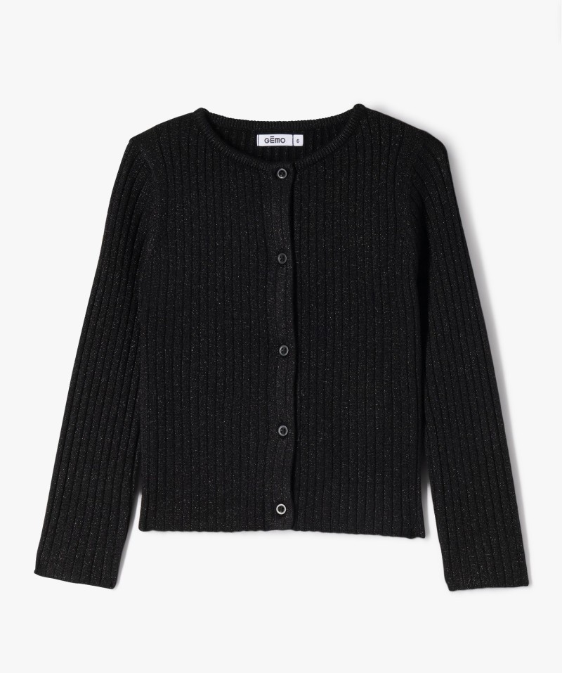 Gilet en maille côtelée pailletée fille